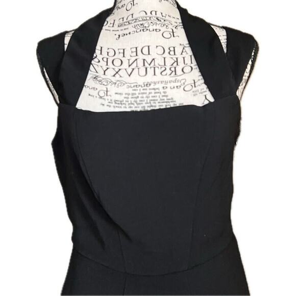 Maje Size L Large Black Square Neck Open Back Dress Event Formal Party - Picture 3 of 5